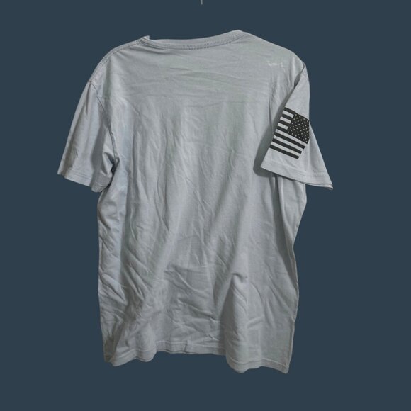 Grunt Style Mens Tactical T-Shirt With American Flag Sleeve Graphic Light Gray - Picture 2 of 8